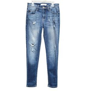Kancan Distressed Skinny Jeans Blue Medium Wash Womens Size 26 Stretch Denim